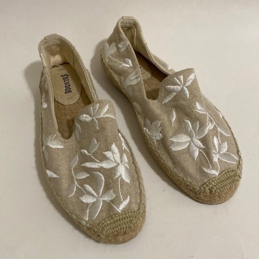 Saludos women shoe loafer  8.5us canvas embroidered upper vacation  beach y2k